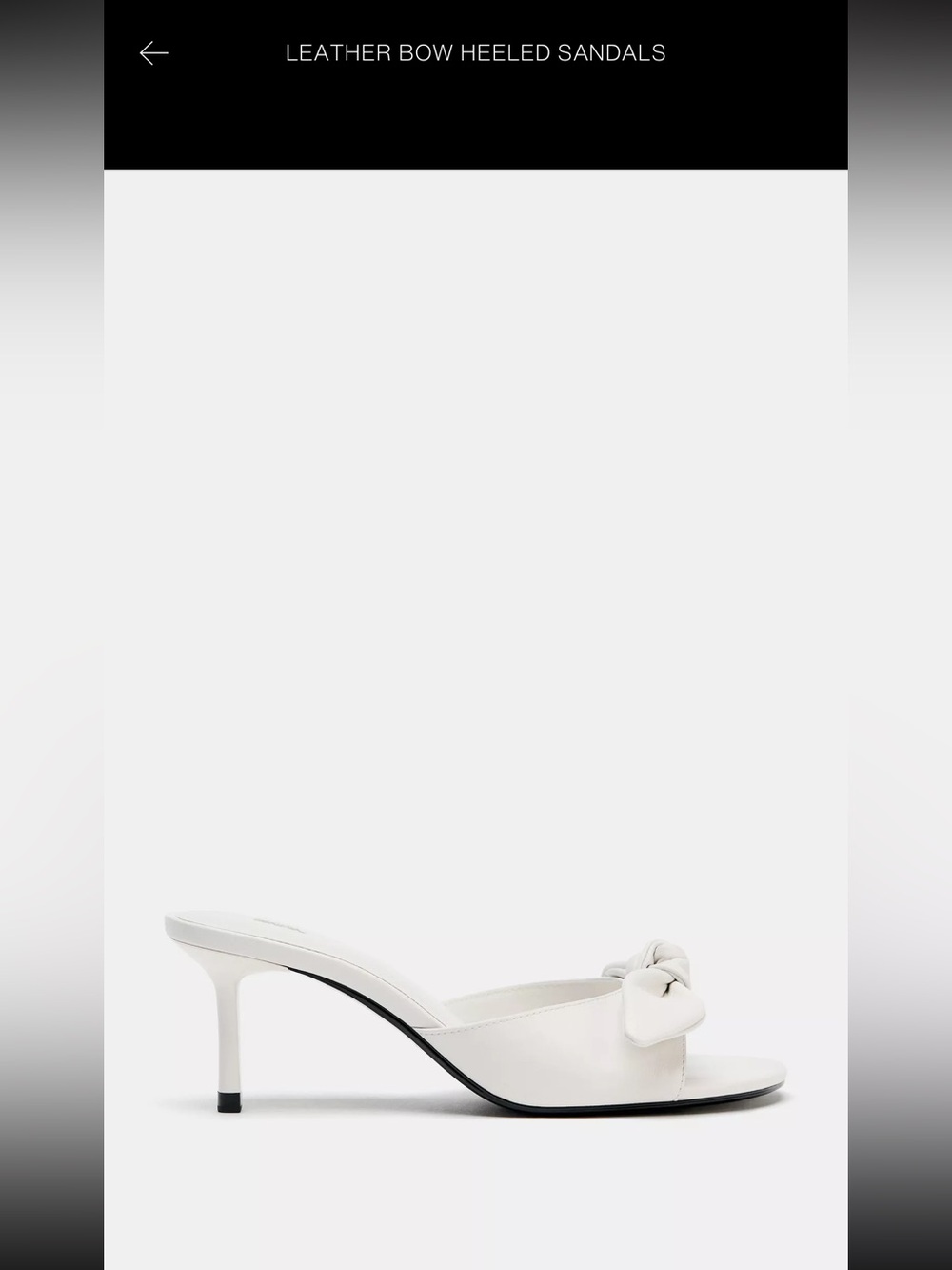 ZARA Leather Bow Heeled Sandals - White
